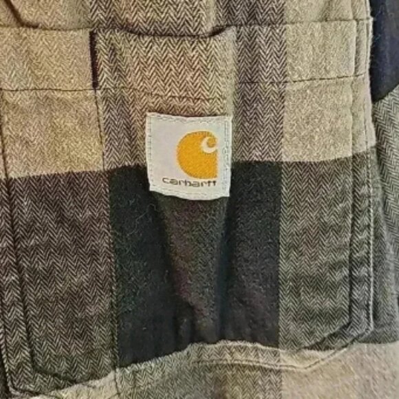 Carhartt button down checkered black and tan work casual - Picture 4 of 8